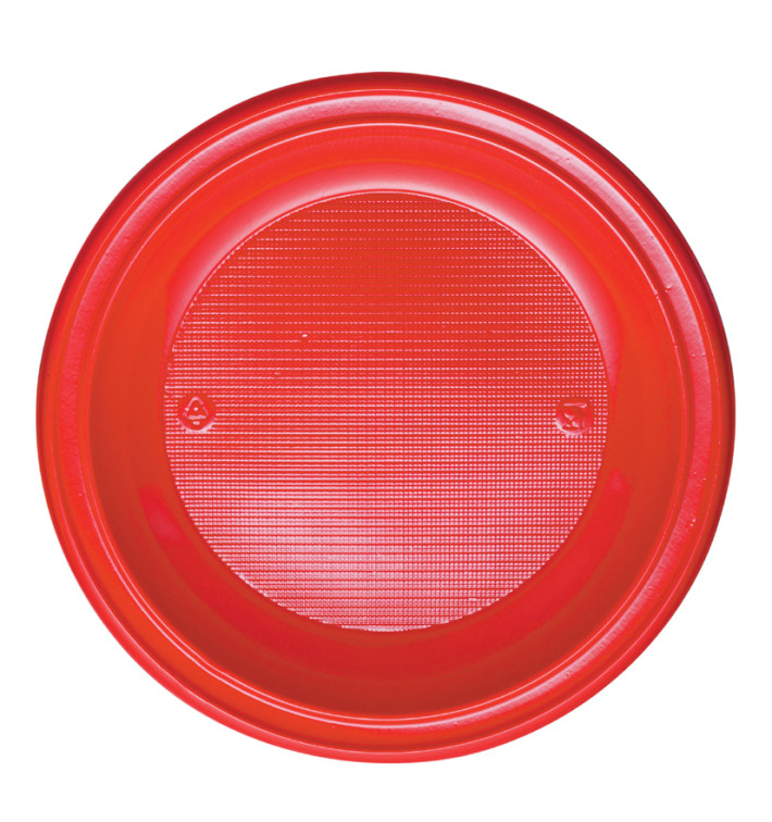 Plato de Plastico Hondo Rojo PS 220 mm (30 Uds)