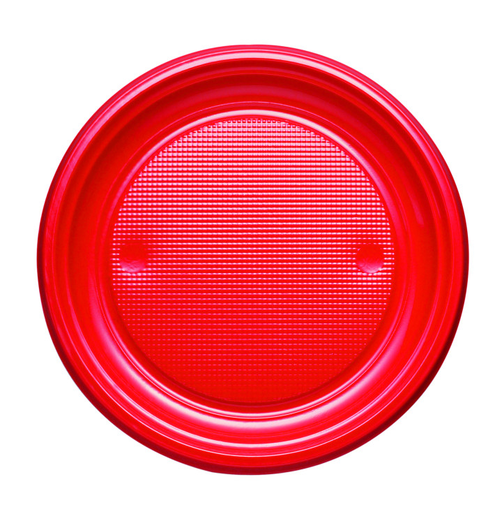 Plato de Plastico Llano Rojo PS 170mm (1100 Uds)