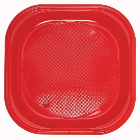 Plato de Plástico PS Cuadrado Rojo 200x200mm (250 Uds)