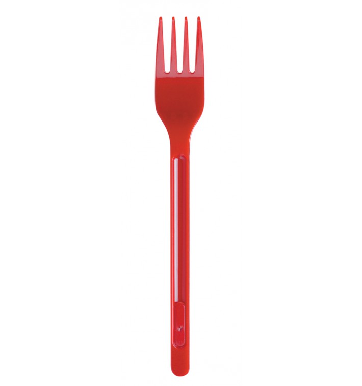 Tenedor de Plastico Rojo PS 165mm (600 Uds)