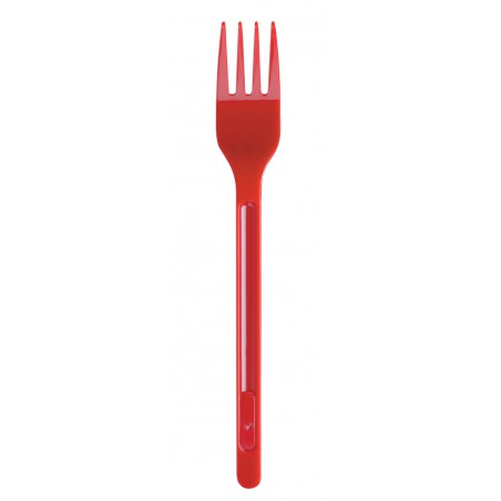 Tenedor de Plastico PS Rojo 165mm (600 Uds)