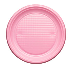 Plato de Plastico Llano Rosa PS 170mm (50 Uds)