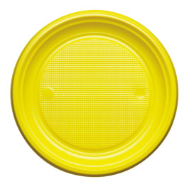 Plato de Plastico Llano Amarillo PS 170mm (1100 Uds)