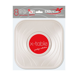 Plato de Plastico Cuadrado Perla PP 180mm (8Uds)