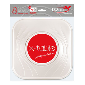 Plato de Plastico Cuadrado Perla PP 230mm (8 Uds)
