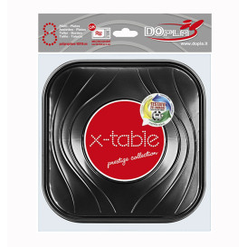 Plato de Plastico Cuadrado Negro PP 180mm (120 Uds)
