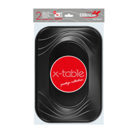 Bandeja de Plastico Negro PP 330x230mm (2 Uds)