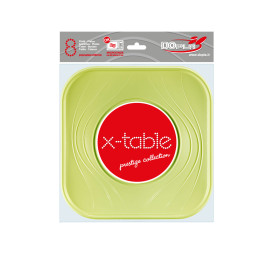Plato de Plastico Cuadrado Negro PP 230mm (8 Uds)