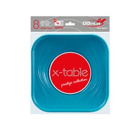 Plato de Plastico Cuadrado Turquesa PP 230mm (120 Uds)