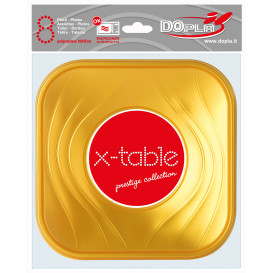 Plato de Plastico Cuadrado Oro PP 180mm (8 Uds)