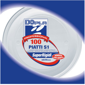 Plato de Plastico Blanco PS 220 mm (100 Uds)