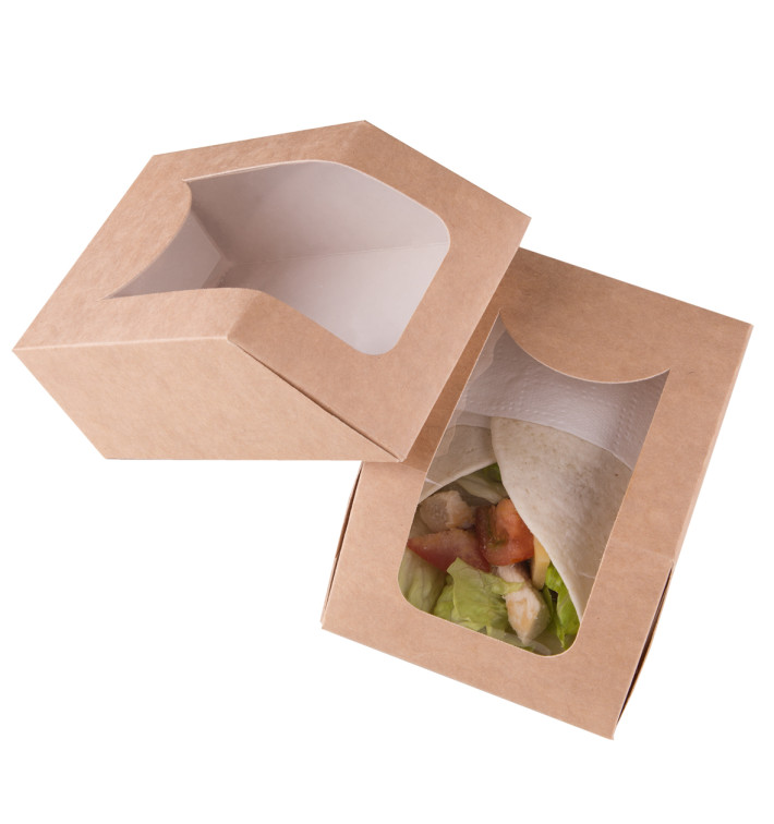 Caja Con Ventana Kraft 15,3 x 12,1 x 6,4 cm. (Pack 25 Uds.)