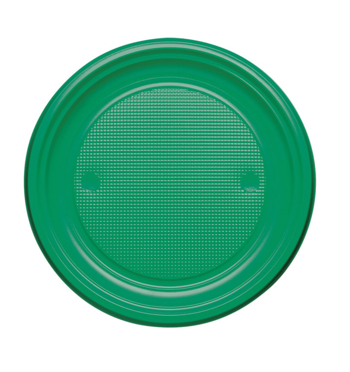 Plato de Plastico PS Llano Verde Ø220mm (30 Uds)