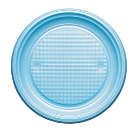 Plato de Plastico PS Llano Azul Claro Ø220mm (780 Uds)