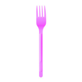 Tenedor de Plastico PS Rosa 175mm (600 Uds)