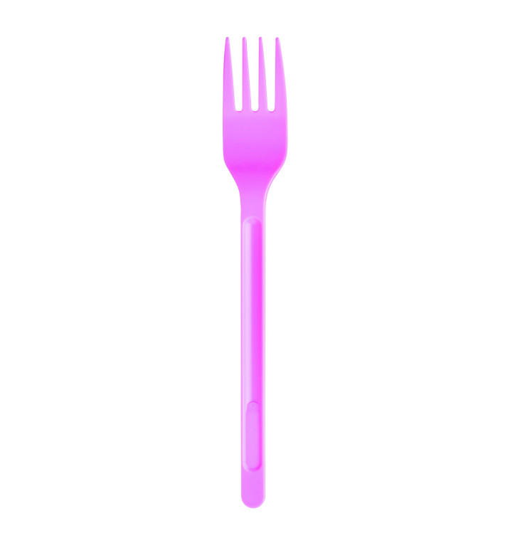 Tenedor de Plastico PS Rosa 175mm (600 Uds)