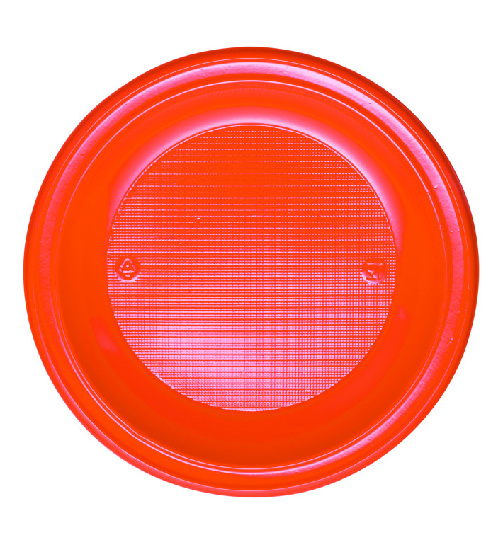 Plato de Plastico PS Hondo Naranja Ø220mm (600 Uds)