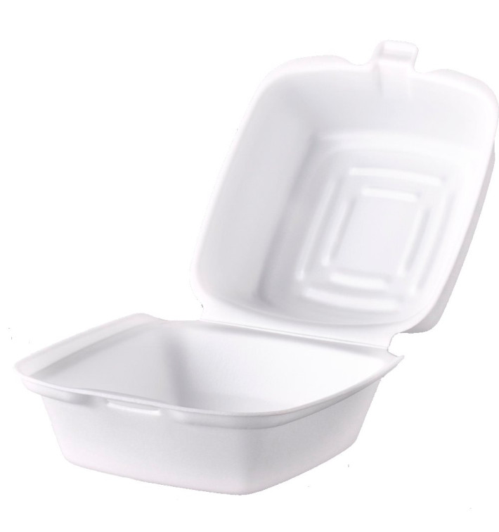 Envase Hamburguesa FOAM Blanca 130x130x80mm (500 Uds)