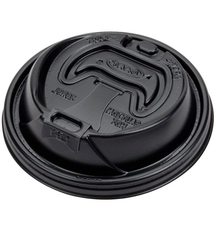 Tapa Agujero con cierre PS para Vaso FOAM Negro Ø94mm(100 Uds)