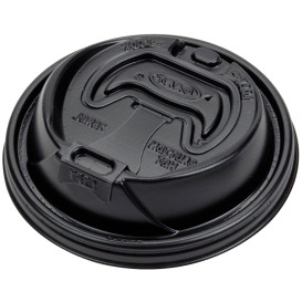 Tapa Agujero con cierre PS para Vaso FOAM Negro Ø94mm (1000 Uds)