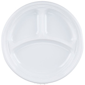 Plato de Plastico PS "Famous Impact" 3 C. Blanco Ø230mm (500 Uds)