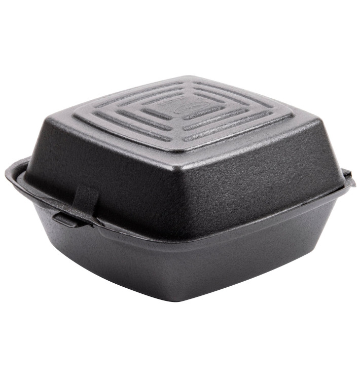 Envase Hamburguesa FOAM Negro 150x150x80mm (125 Uds)