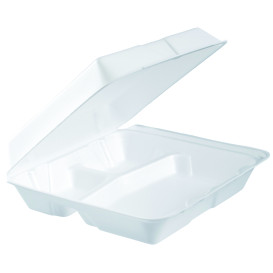 Envase Foam Grande 3C. Tapa Removible Blanco 240x235mm (100 Uds)