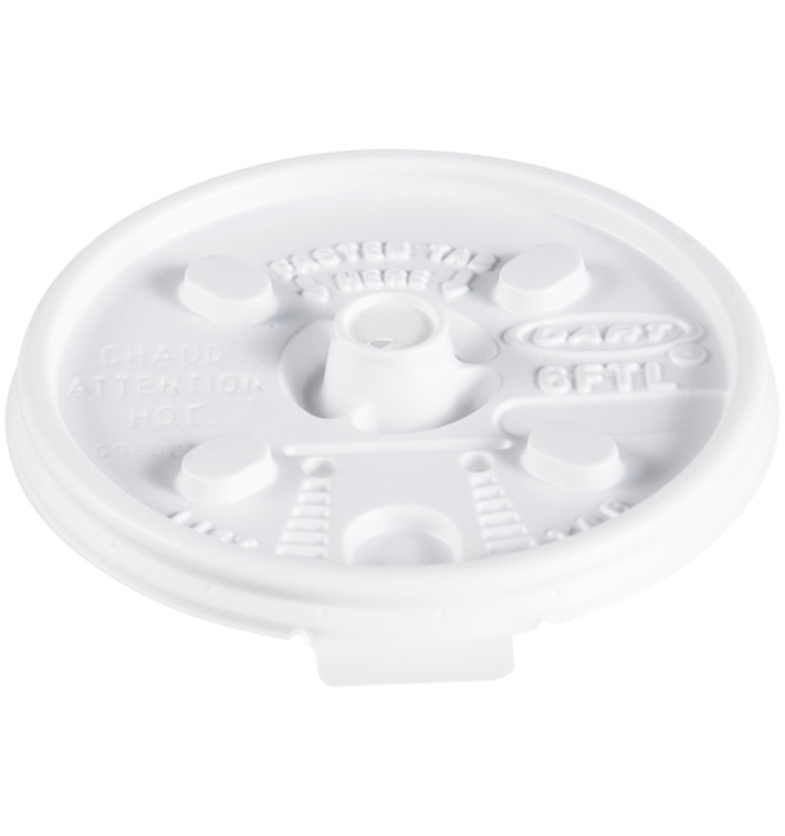 Tapa de Plastico PS Blanca "Lift n' Lock" con solapa Ø (100 Uds)