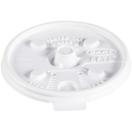 Tapa de Plastico PS Blanca "Lift n' Lock" con solapa Ø (1000 Uds)