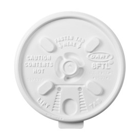 Tapa de Plastico PS Blanca "Lift n' Lock" con solapa Ø  (1000 Uds)
