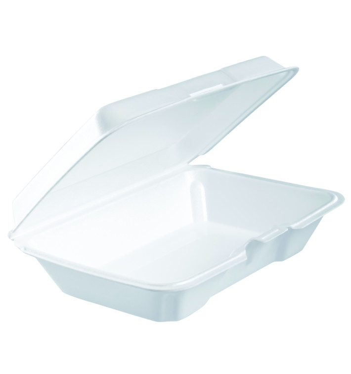 Envase Foam LunchBox Tapa Removible Blanco 230x150X65mm (100 Uds)