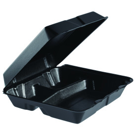 Envase Foam Grande 3C. Tapa Removible Negro 240x235mm (200 Uds)