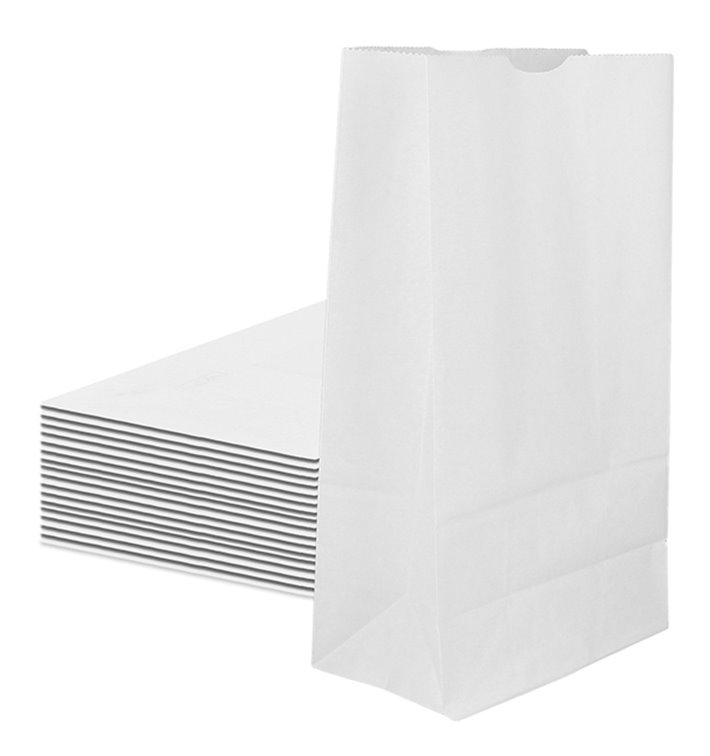 Bolsa de Papel Sin Asas Kraft Blanca 12+8x24cm (50 Uds) Bolsa de Papel Sin Asas Kraft Blanca 12+8x24cm (50 Uds)