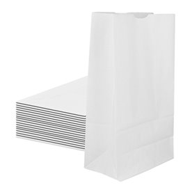 Bolsa de Papel Sin Asas Kraft Blanca 12+8x24cm (50 Uds)