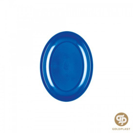 Bandeja Ovalada Azul Mediterraneo Round PP 255mm (50 Uds)