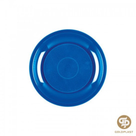 Plato de Plastico Llano Azul Mediterraneo Round PP Ø220mm (600 Uds)