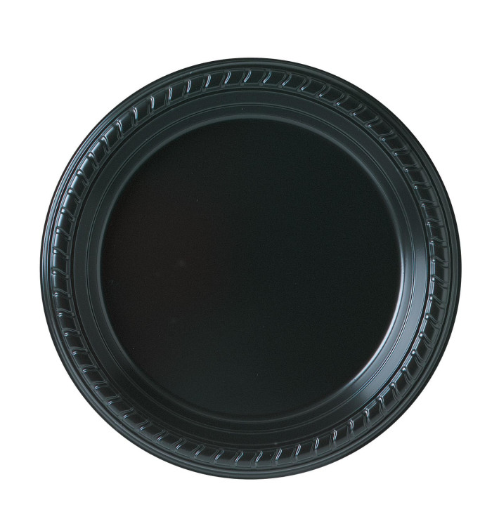 Plato de Plastico Party PS Llano Negro Ø180mm (500 Uds)