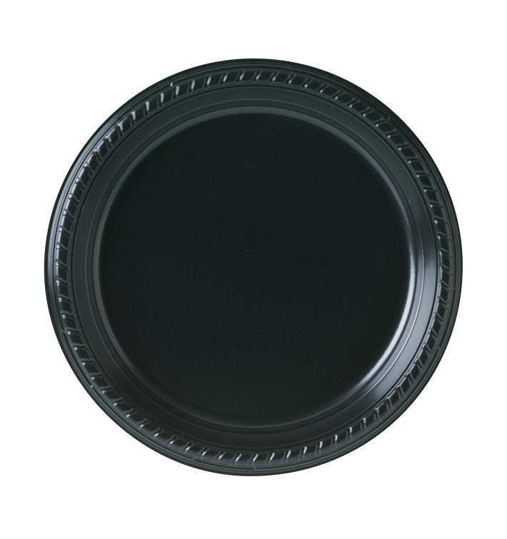 Plato de Plastico Party PS Llano Negro Ø230mm (25 Uds)