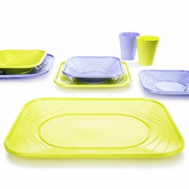 Plato de Plastico PP "X-Table" Cuadrado Violeta 180mm (120 Uds)