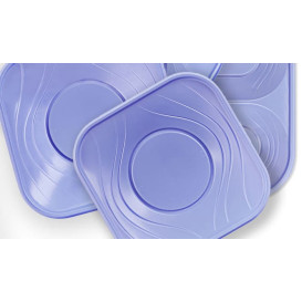 Plato de Plastico PP "X-Table" Cuadrado Violeta 180mm (8 Uds)