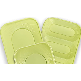 Plato de Plastico PP "X-Table" Cuadrado Lima 230mm (8 Uds)