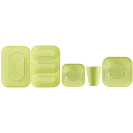 Plato de Plastico PP "X-Table" Cuadrado Lima 230mm (8 Uds)