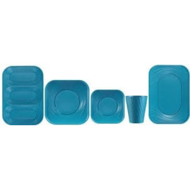 Plato de Plastico PP "X-Table" Cuadrado Turquesa 230mm (120 Uds)