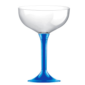 Copa de Plastico Champan con Pie Azul Mediterraneo 200ml (200 Uds)