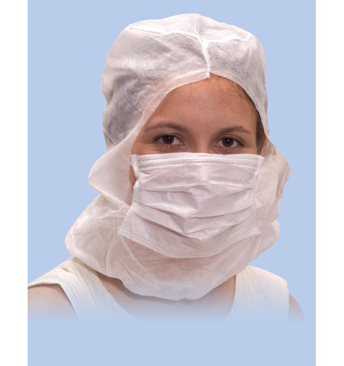 Gorro Integral con Mascarilla de 3 Capas Blanco (500 Uds) Gorro Integral con Mascarilla de 3 Capas Blanco (500 Uds)