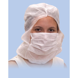 Gorro Integral con Mascarilla de 3 Capas Blanco (100 Uds)