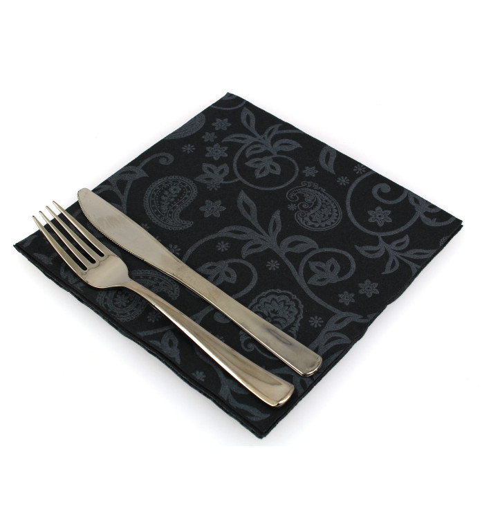 Servilleta Airlaid Negra "Cachemir" 40x40cm (50 Uds)