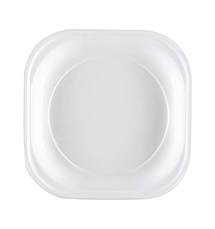 Plato de Plastico PS Cuadrado Rigido Blanco 200x200mm (1000 Uds)