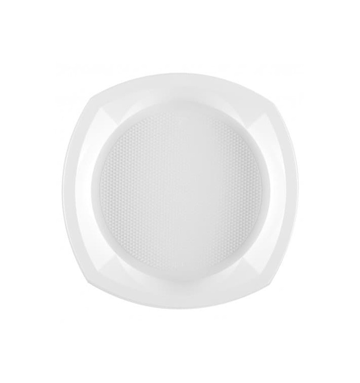 Plato de Plastico PS Cuadrado Blanco 230x230mm 1C (1000 Uds)