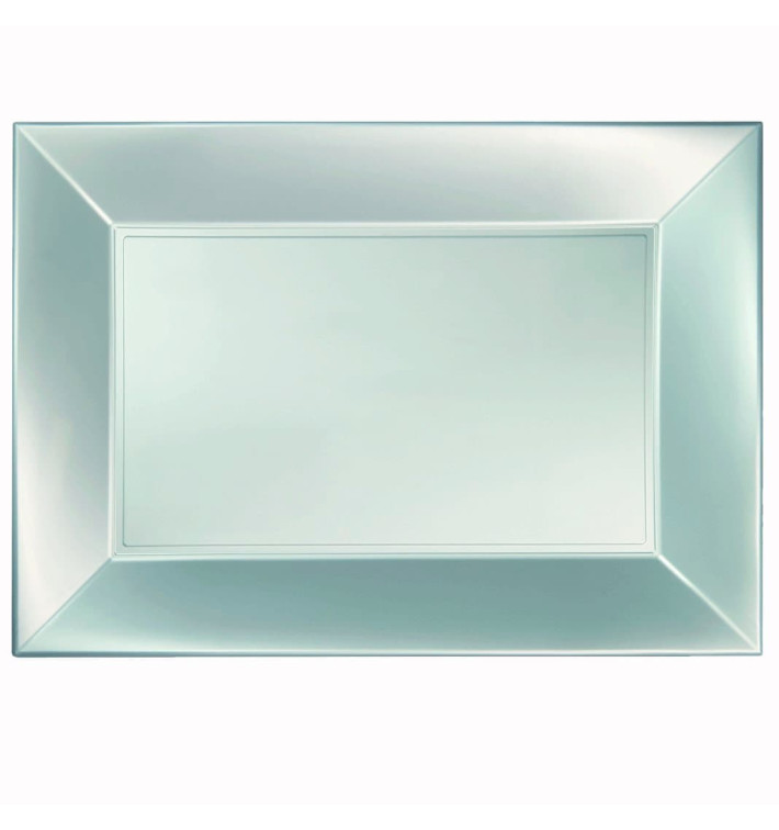 Bandeja de Plastico Plata Nice Pearl PP 345x230mm (6 Uds)